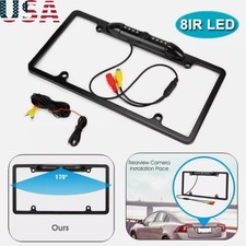 US License Plate Metal Frame Rear View Backup Camera CMOS HD LED Night Vision