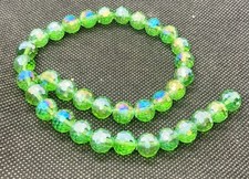 Multi-faceted Crystal 10 mm Round Green Beads Lot of 35
