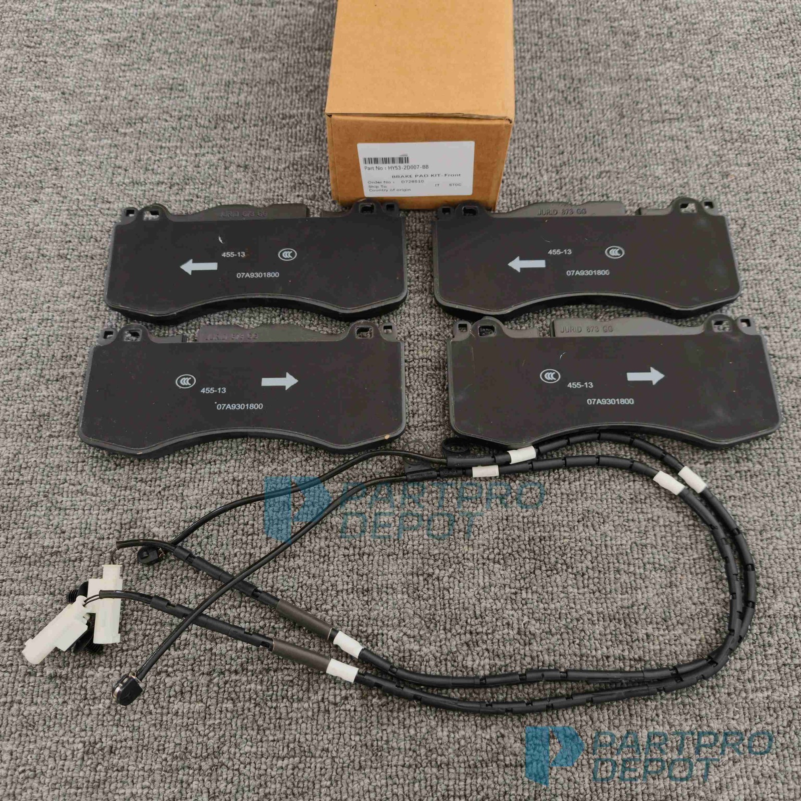 Front Brake Pads Fit For Aston Martin DB11, HY53-2D007-BB + FREE SENSOR US