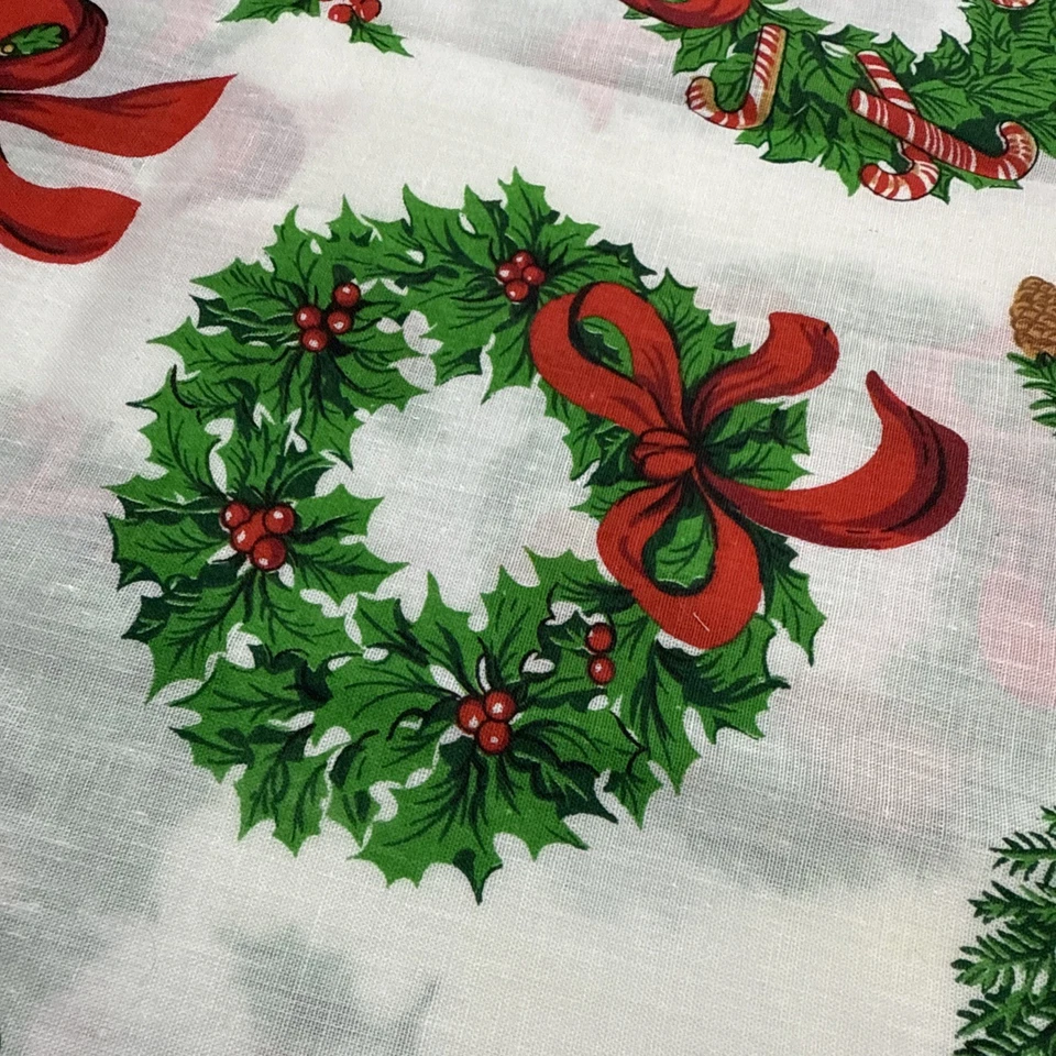 "Tela corona de Navidad vintage blanca acebo baya 20"" X 60""" Foto 4 de 4