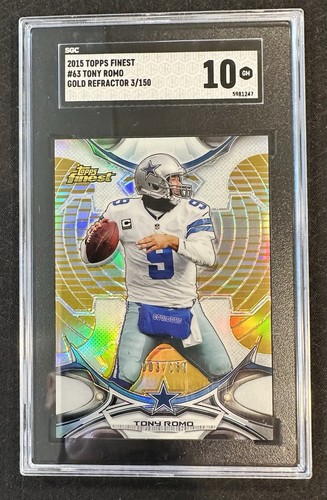 2015 Topps Finest - Tony Romo #63 Gold Refractor /150 SGC 10 - 第 1/2 張圖片