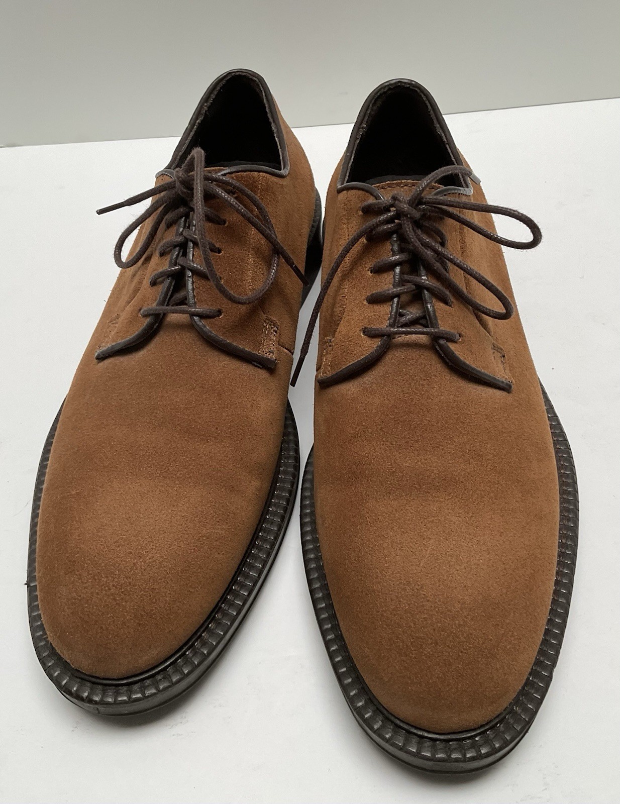 SAOLA Scarpa derby uomo Testoni Basic scamosciata marrone dorato taglia 7 M Italia stringata