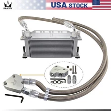 16 Row Engine Oil Cooler Kit For LS1 LS2 LS3 LS6 LS7 4.8L 6.0L 6.2L GM CK Silver