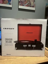 NIB Crosley Cruiser Deluxe 3-Speed Turntable Record Player CR8005DBK Vintage MCM
