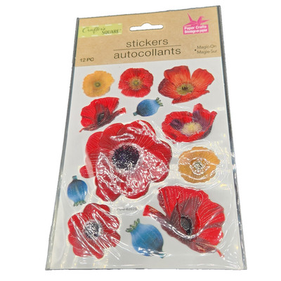 Crafters Square Magic-on Flowers 12 Pieces Crafts Scrapbooking New Red Blue 