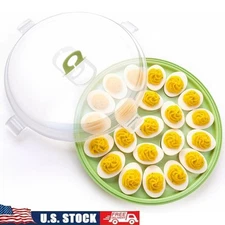 Clear Deviled Egg Carrier W/ Lid Snap Lock Food Safe Portable Storage Tray New