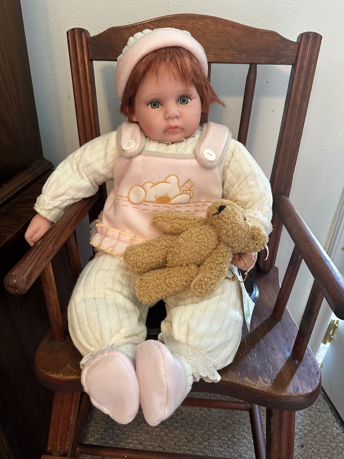 Lilia from the Cutie Doll Collection with her teddy bear