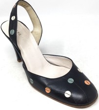 Vintage Y2K Marc Jacobs Women's Size 6M Black Polka Dot Leather Slingback Pumps