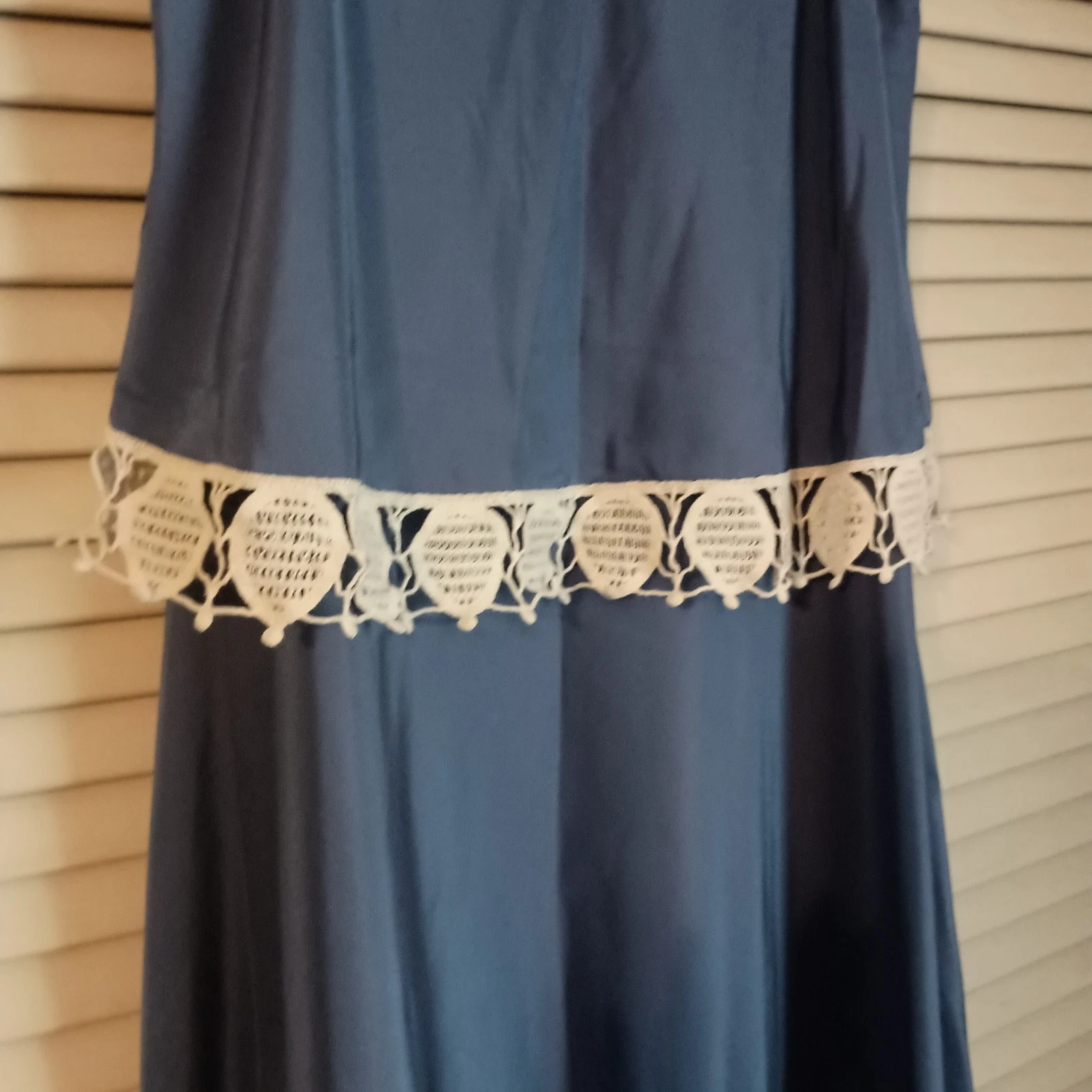 Abito Tory Burch Amanda pizzo orlo smanicato seta Hudson blu taglia 4 lunghezza ginocchio