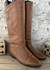 Leather Craft Niki Flat Boots Women's Sz 7 M Brown BOHO City Preppy