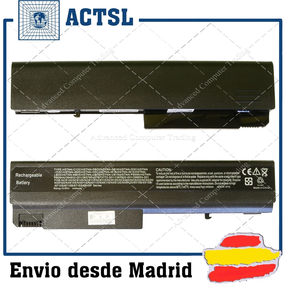 ADVANCED COMPUTER TRADING BATERIA PARA HP COMPAQ 6510b 6515b 6710b 6710s 6715b 6715s 6910p NC6320 NC6400