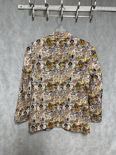 Linea Uomo Blazer Men 36R Beige Floral Paisley Cotton Casual Wedding Summer Coat - Picture 7 of 12