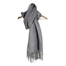 Divided Scarf Gray with Fringe Light & Medium Gray