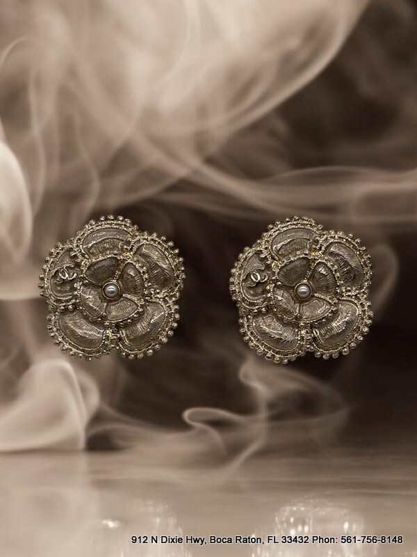 Chanel Clip-on Stud Earrings in Metal & Glass Pearls, Gold