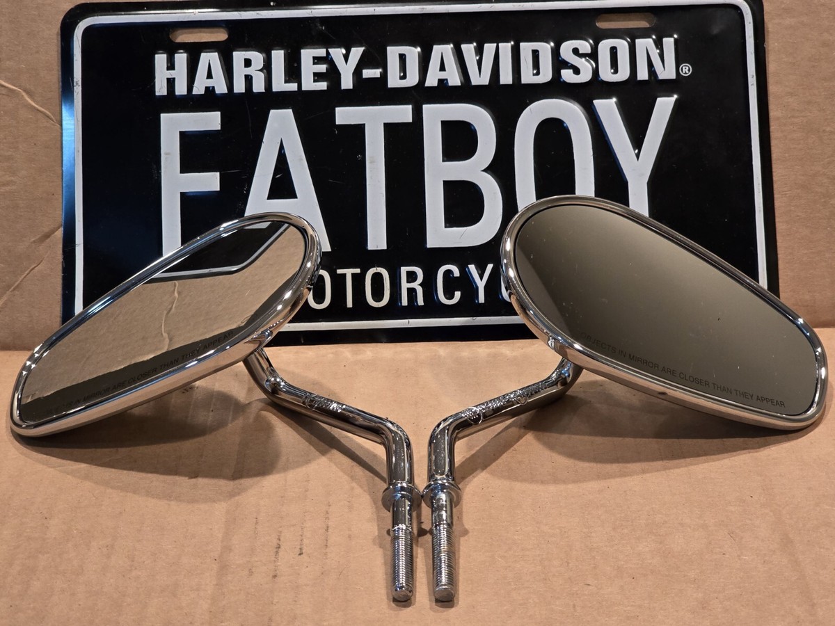 OEM Harley Short Stem Tear Drop Mirrors Set Touring Dyna Softail