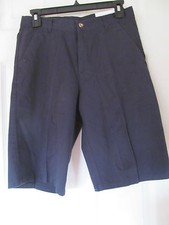 NWT Boy's IZOD Navy flat front Shorts knee length size 18 Regular Fit