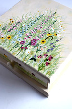 Jean Oates Ole Plantation Hand-Painted Wood Storage Box w/ 6 Matching Coasters