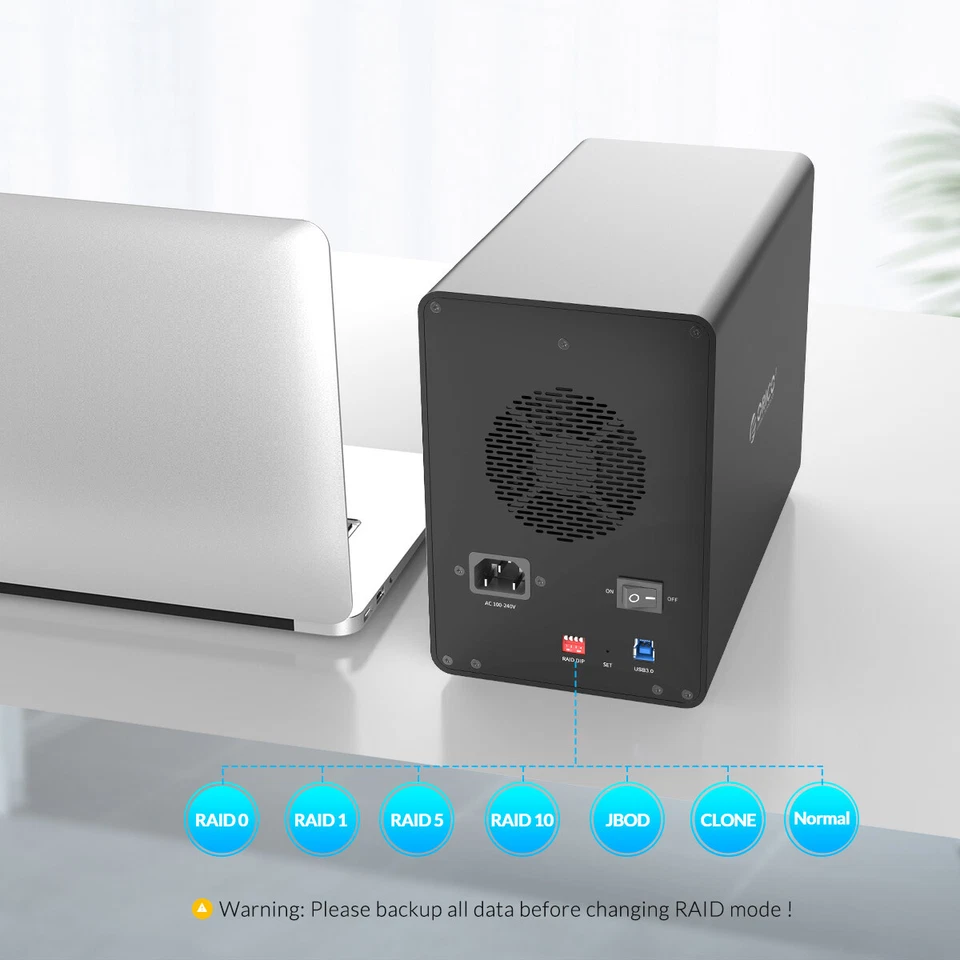 ORICO 5 Bay Raid Hard Drive Enclosure USB3.0 to SATA for 3.5'' HDD SSD 10Gpbs - Bild 4 von 4