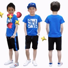Boy  s clothes set short sleeve t-shirt  pants summer