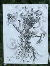SUTAMA Original MODERN ABSTRACT BALINESE BALI Asian Portrait Vintage Oil Canvas