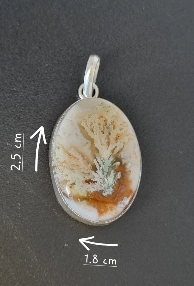 Colgante con marco de plata de ágata persa dendrítica genuina pulida Foto 3 de 4