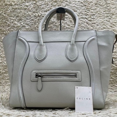CELINE Luggage Phantom Tote Bag White Nano Leather Used 202503M