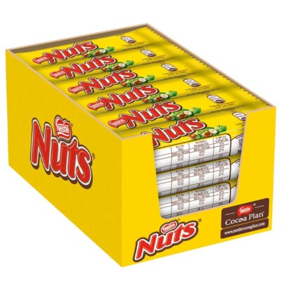 Nestlé Nuts chocolate bars delicious soft nougat and hazelnuts in Box (24 x 42g)
