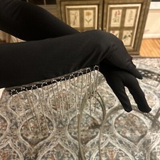Long black gloves with hanging  rhinestones Size One Size 17 Inches Long
