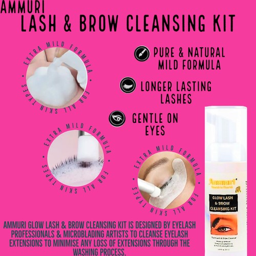 Ammuri Glow Lash & Brow Cleansing Kit - Brushes, Cleanser & Water - 50ml Fluid - Picture 2 of 8