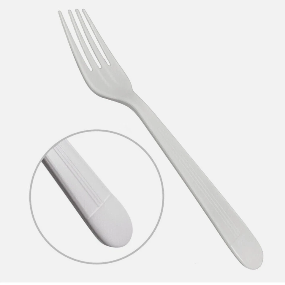 480 X Reusable Heavy Duty Plastic Forks White Cutlery Bulk Party Catering Fork - image 3 of 4