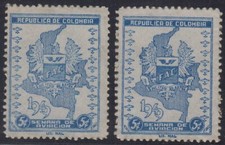 COLOMBIA 1949 AIR WEEK FAC 5 Cents UNISSUED BLUE & LIGHT BLUE MNH F,VF RARE!