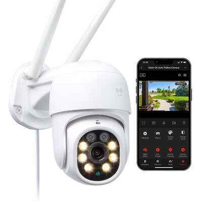 Geeni Outdoor Auto Follow Security Camera 2K Quad HD Weatherproof Voice Control