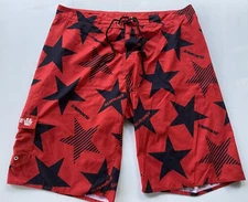 Sun wave Men's Board Shorts Size 40 XXL Red & Black Boardies Surf Beach Summer