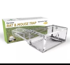 Kensizer Animal Humane Live Cage Trap For Rat, Mouse, Chipmunk - Medium, Silver