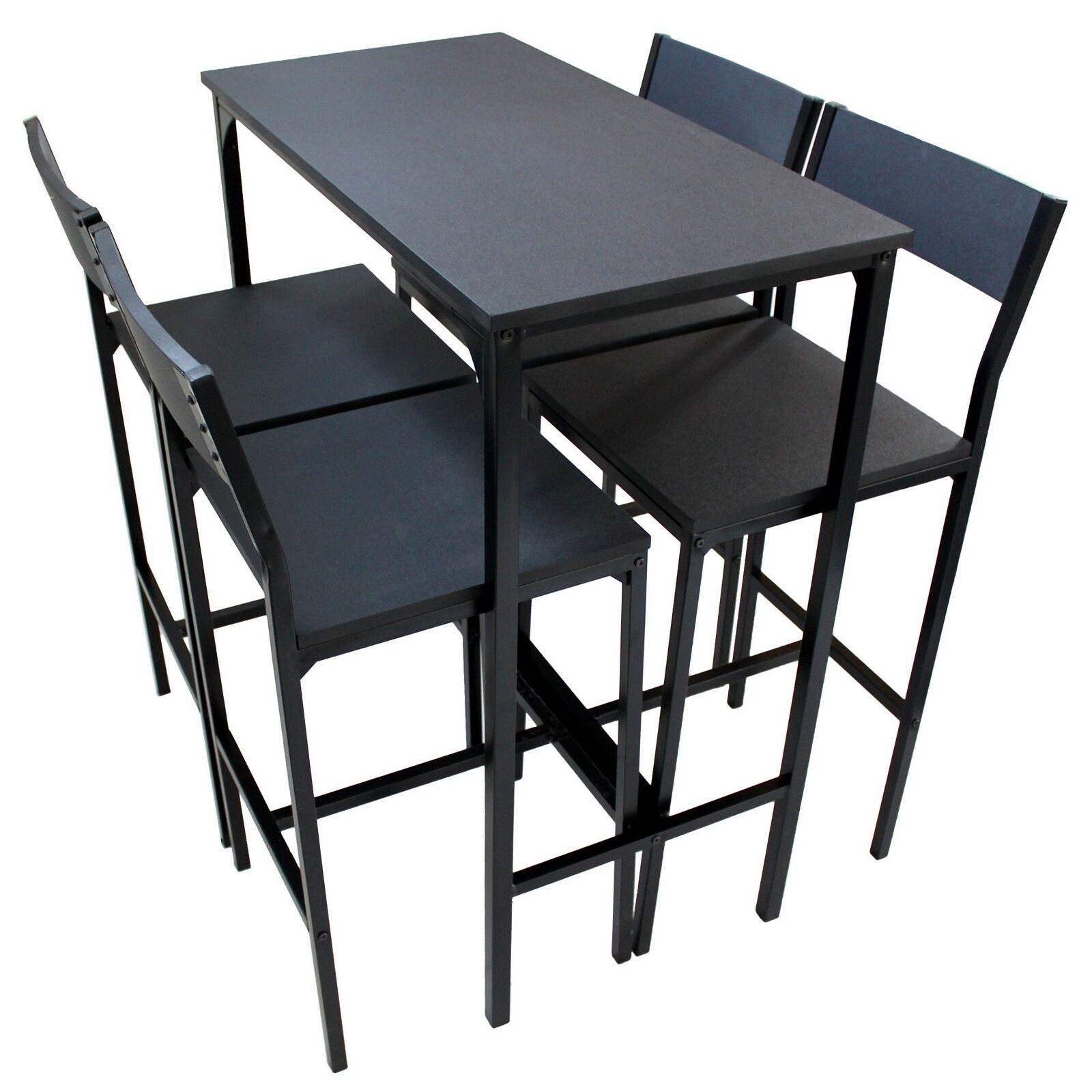 SET TAVOLO Bar E 4 SGABELLI Mobili Salotto Design NERO Moder...