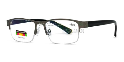 Fashion Progressive Reading Glasses - 3 Strengths In 1 Lens - Rectangle Frame With Spring Hinges 5 thumbnail image