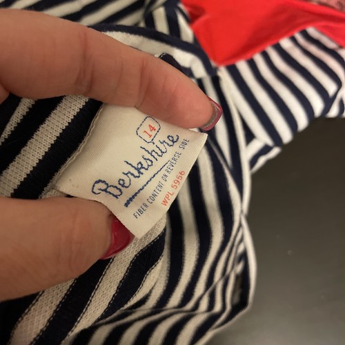 Vintage Berkshire Girls Red White Blue Striped Top Shirt 60s 70s Fish Sailor - Picture 7 of 9