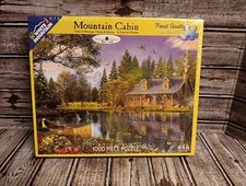 White Mountain Puzzle 1000 Pc Jigsaw Puzzle Mountain Cabin 24" x 30" New Sealed