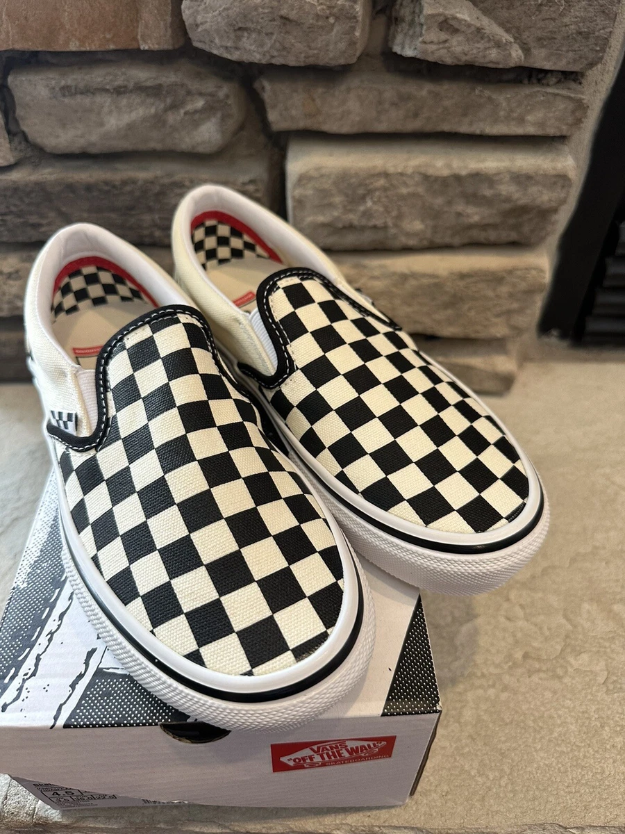 Vans POPCUSH Skate Checkerboard Classic Slip On Black and White 4.5 Men 6 Wmn s