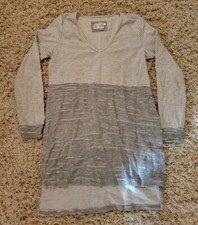 Saturday Sunday Anthropologie Gray White Striped Shift Dress Medium