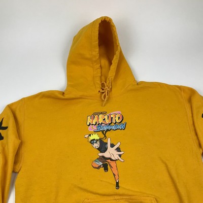Naruto Sweater Hoodie Size Medium M Yellow Black Pullover Long