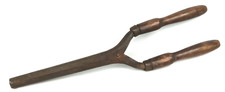 Antique 1800s Stove Top Metal Hair Curling Iron Wood Handles Primitive Decor