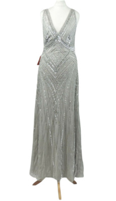 Maxikleid Amelia rosa grau verziert Größe 8 UK UVP £145 CR099 AA 01