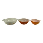 VTG Pyrex Gooseberry Cinderella Nesting Bowl Set 3 Orange White 442-443-444