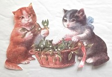 3D Christmas Kittens Cats Basket Mistletoe Card Scrapbook Embellishment 3709