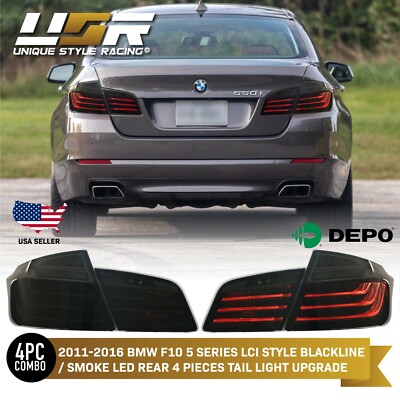 DEPO OE M5 Smoke LCI Blackline Rear LED Tail Light For 2011-16 BMW F10 5 Series