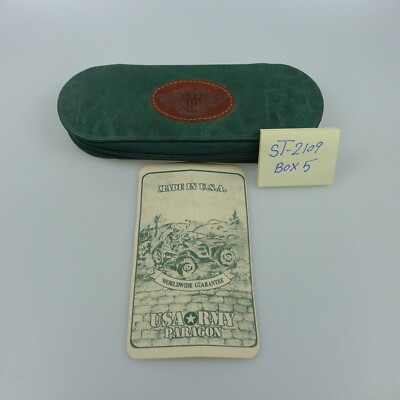 US Army PARAGON Green Leatherette Watch Case with Open Guarantee