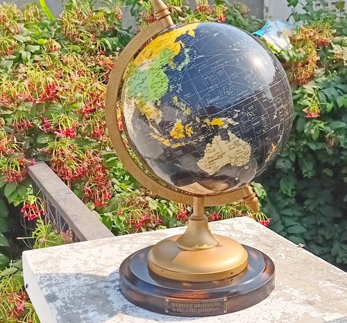 Black Ocean Globe 8" Inches Handmade Vintage Styled Wooden Base Office Tabletop - Picture 10 of 10