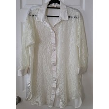 Victoria's Secret Vintage Gold Label White Lace Nightshirt Size Small