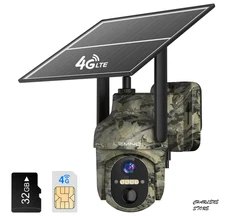 4G LTE Solar Trail Camera 2K 360° Live View Cellular Security Cam w/ SIM